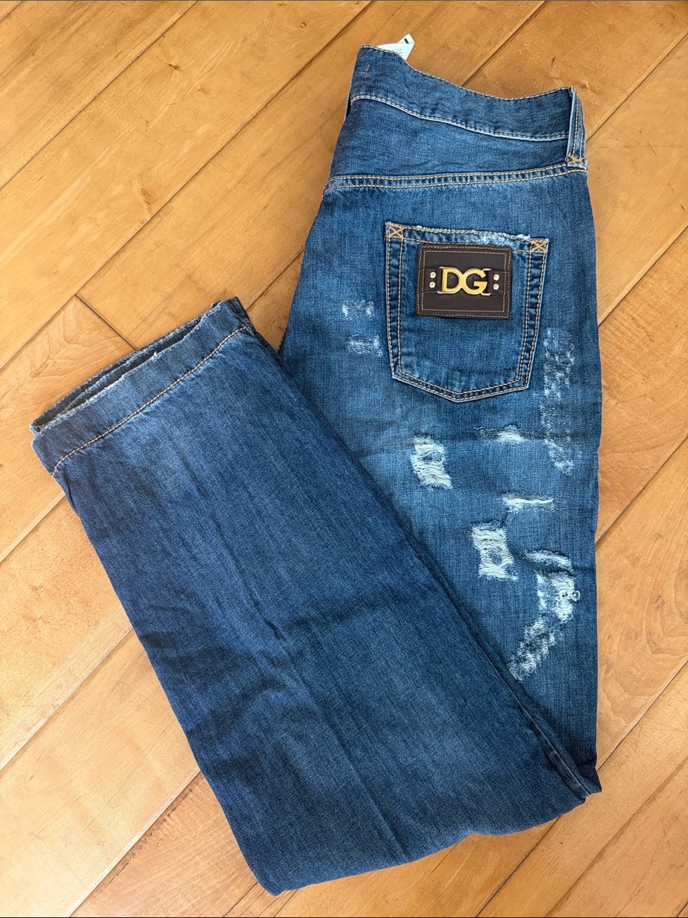 Dolce & Gabbana Blue Slim Straight Distressed Jeans